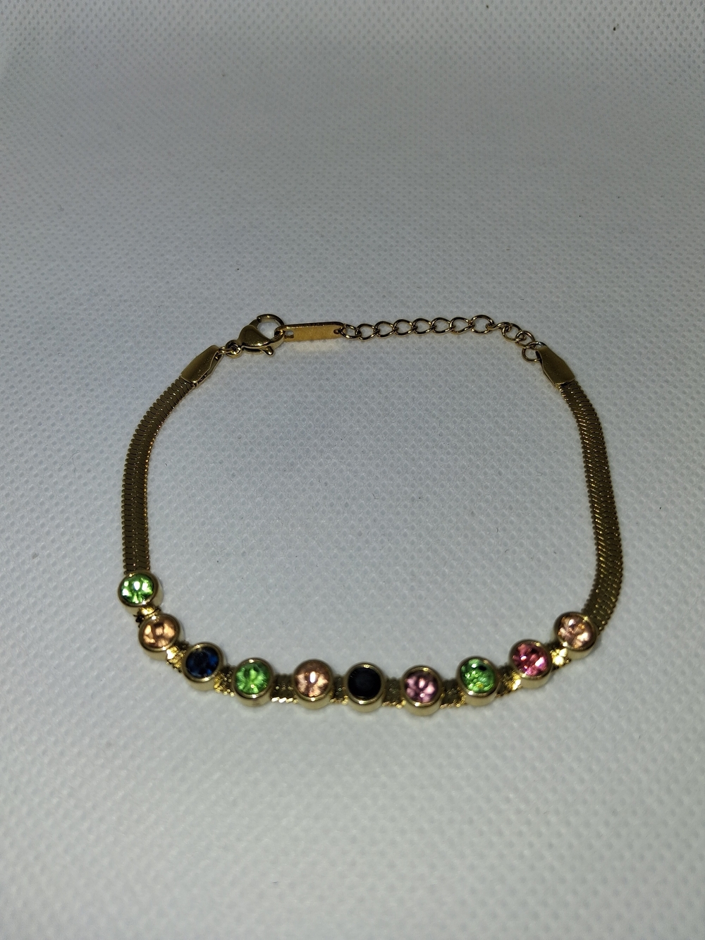 18K Gold-Filled Multicolor Gemestone Crystal Bracelet